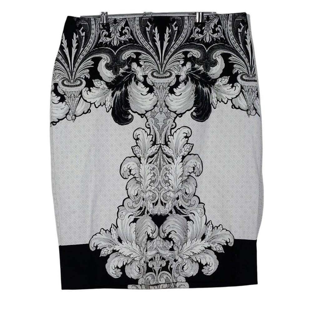 New York & Company Size 6 Black White Patterned Pencil Skirt Career - Picture 2 of 10